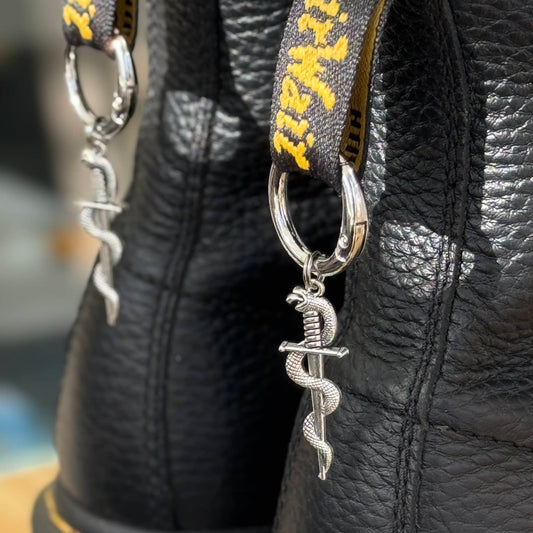 Snake Sword Silver Boot Charms