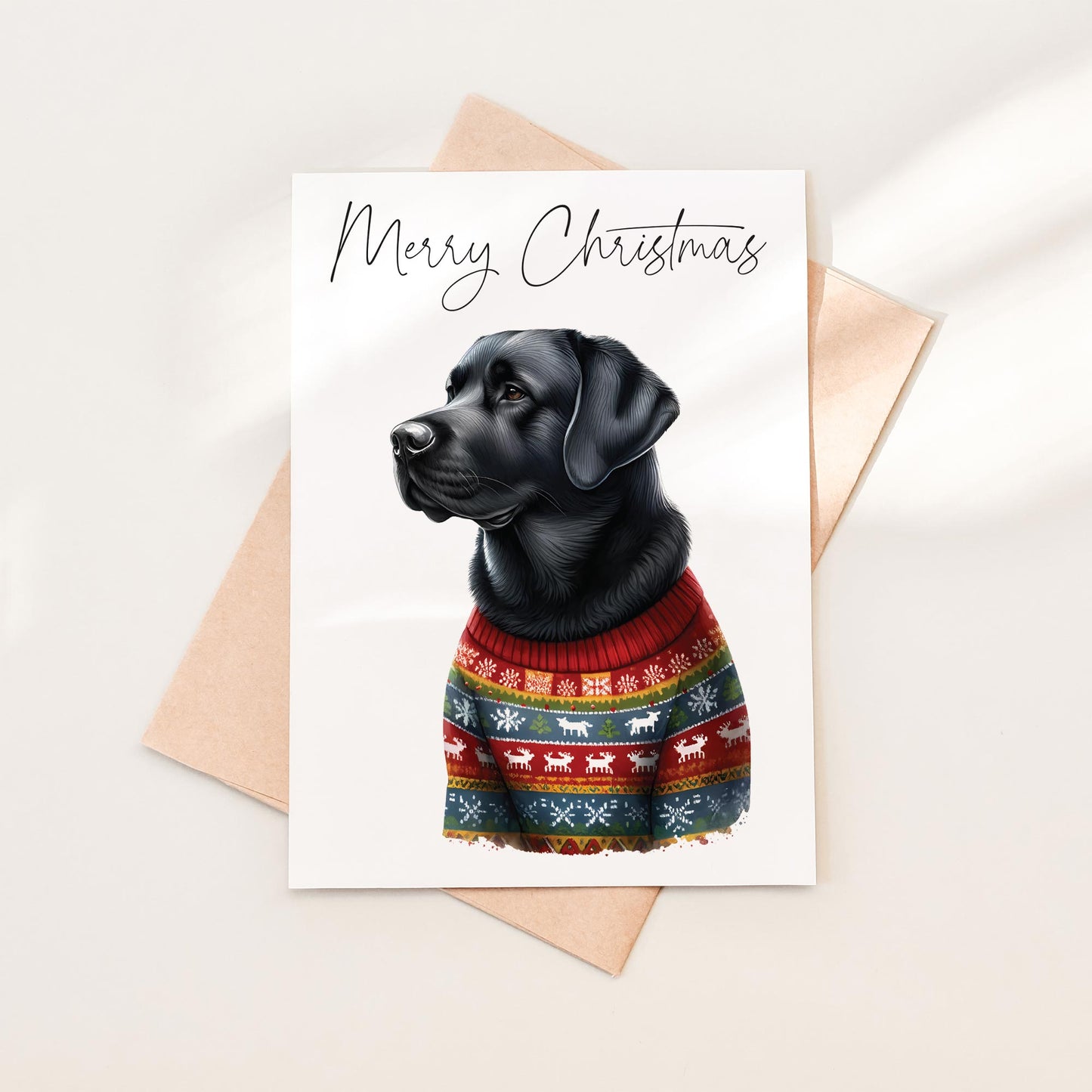 Festive Black Labrador Christmas Card