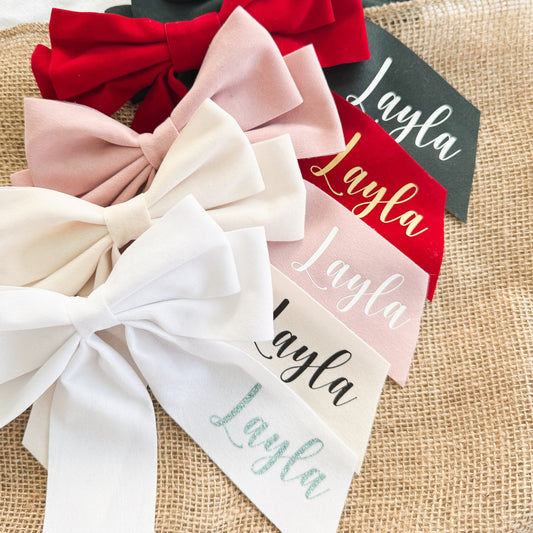 Personalised White Hair Bow