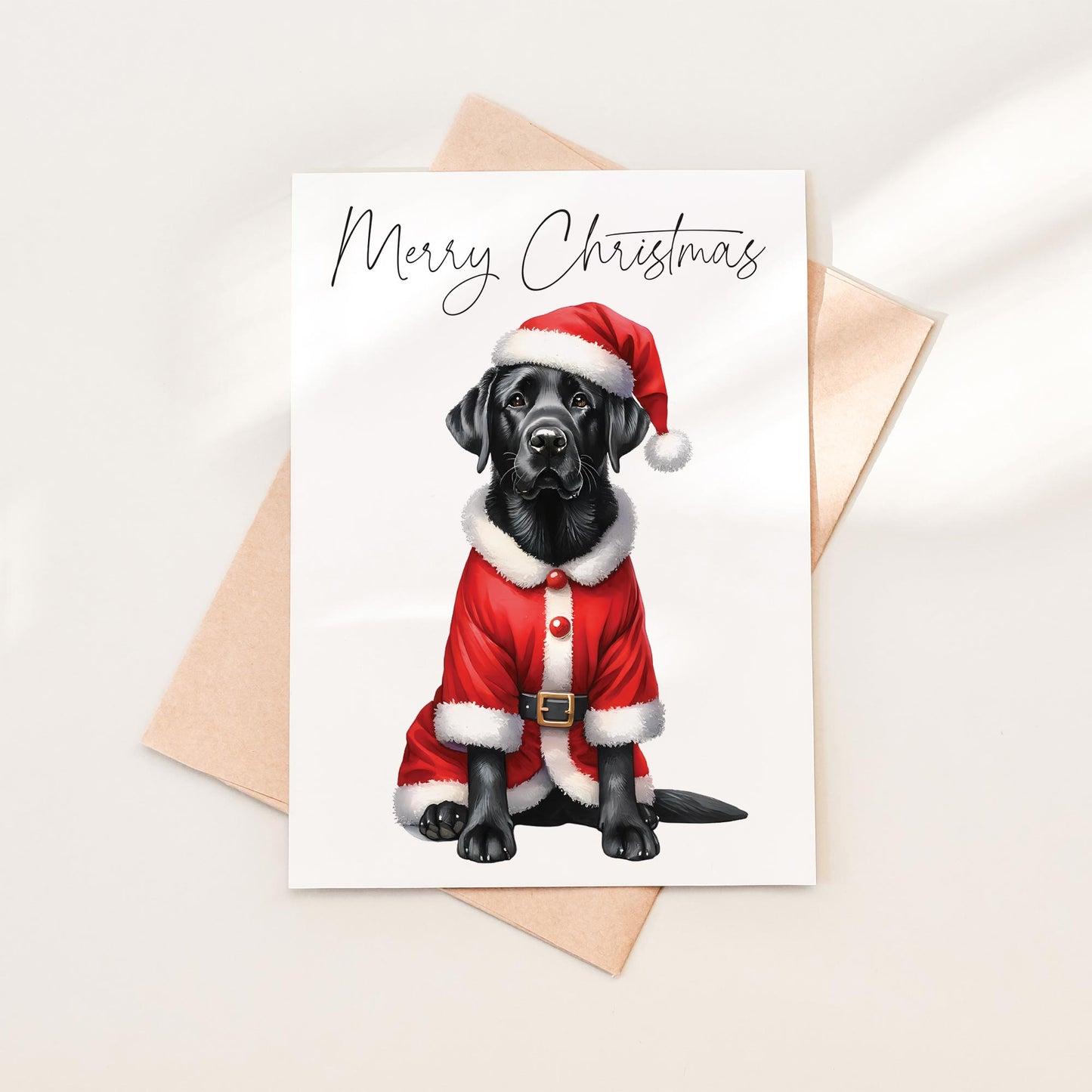 Festive Black Labrador Christmas Card