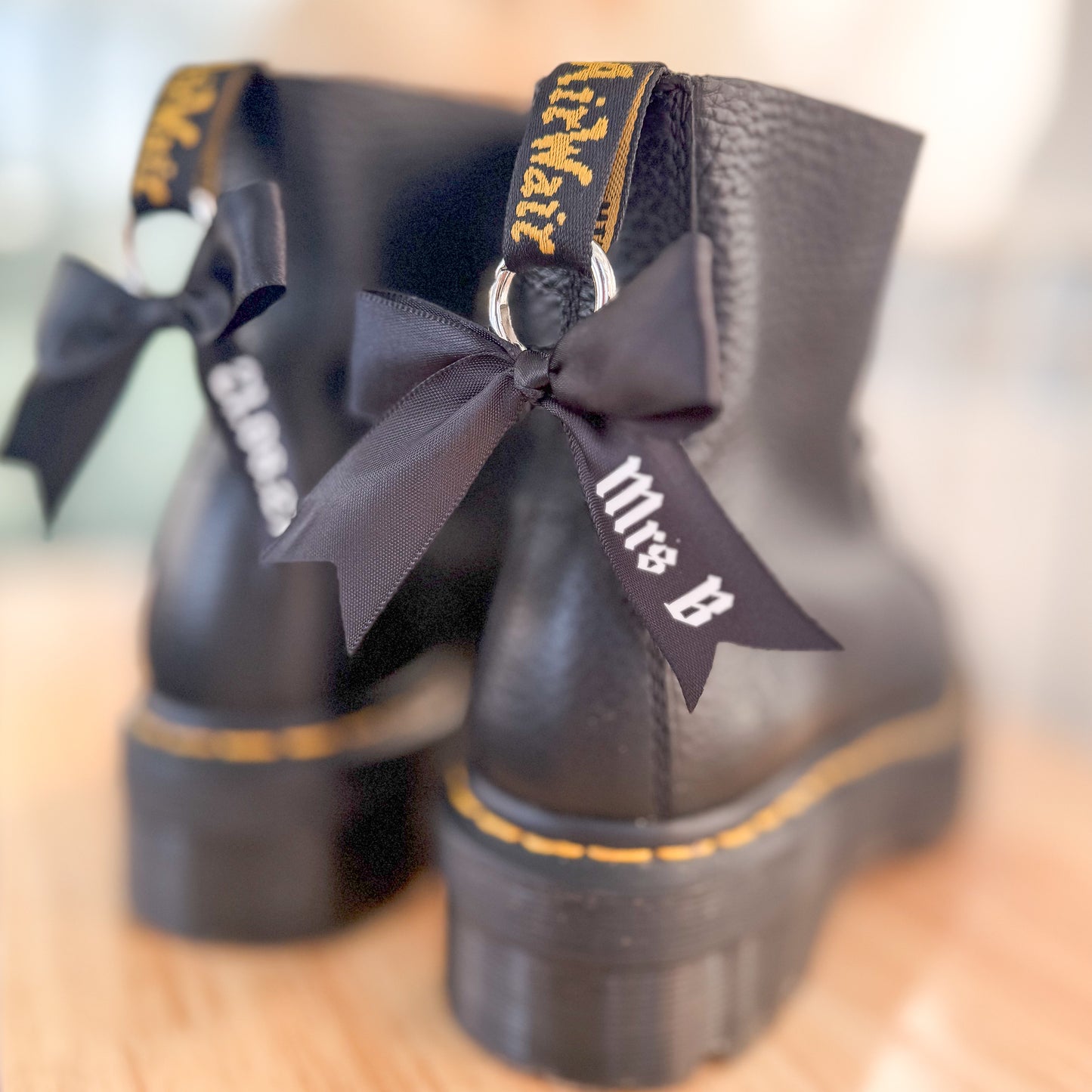 Personalised Black Wedding Bow Doc Marten Boot Charms