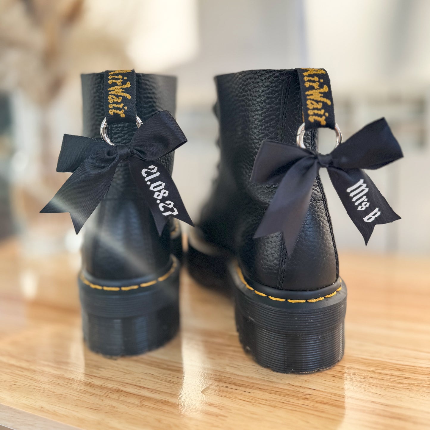 Personalised Black Wedding Bow Doc Marten Boot Charms