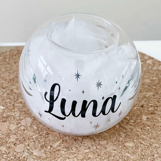 Name with Wings Memorial Tealight Holder