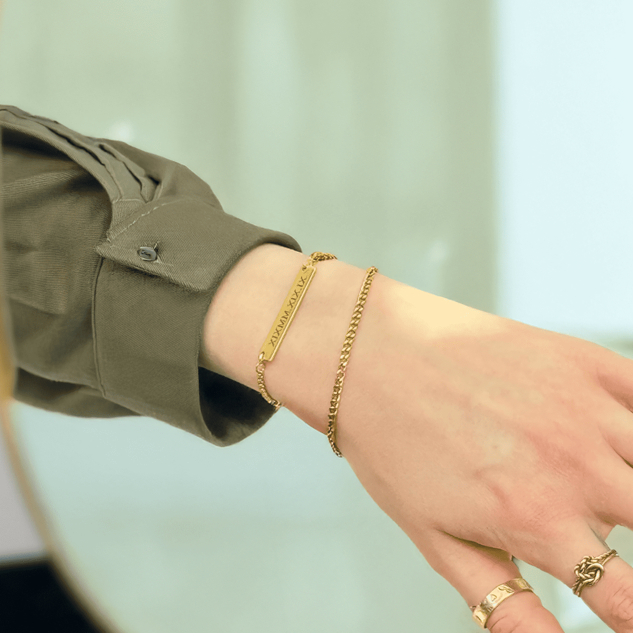 Engraved Adjustable Roman Numeral Bracelet