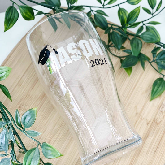 Personalised Graduation Pint Glass with Custom Name and Year