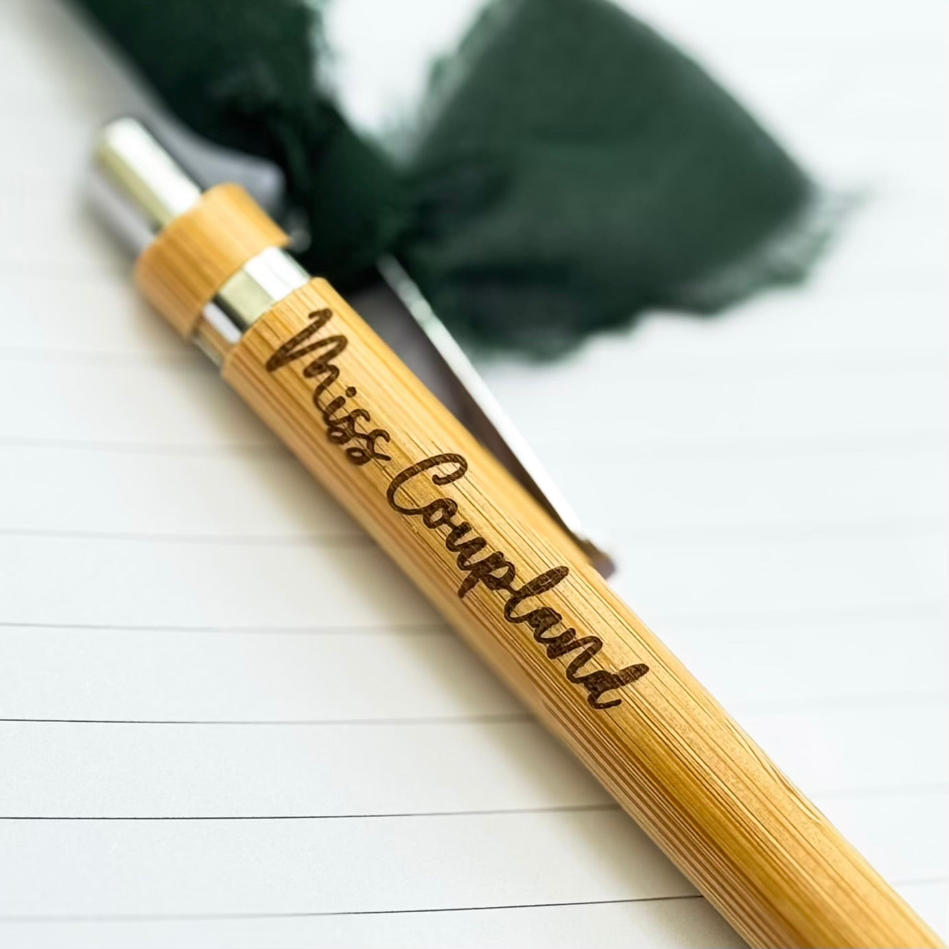 Personalised Teacher Pen – Engraved Bamboo Biro | Custom Gift for Teachers
