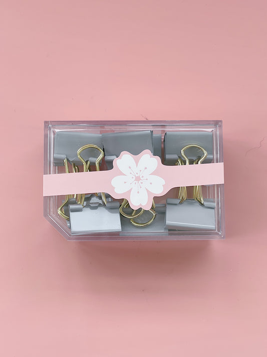 Grey Binder Clips Set