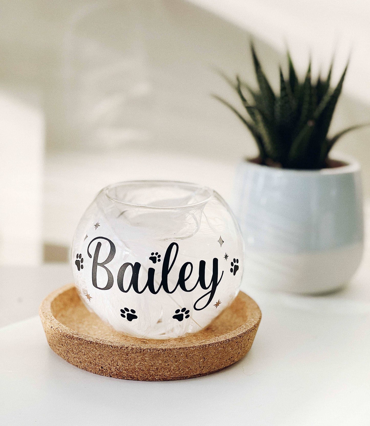 Personliased Pet Memorial Name Tea-light Holder Pet Memorial Canvas & Bear