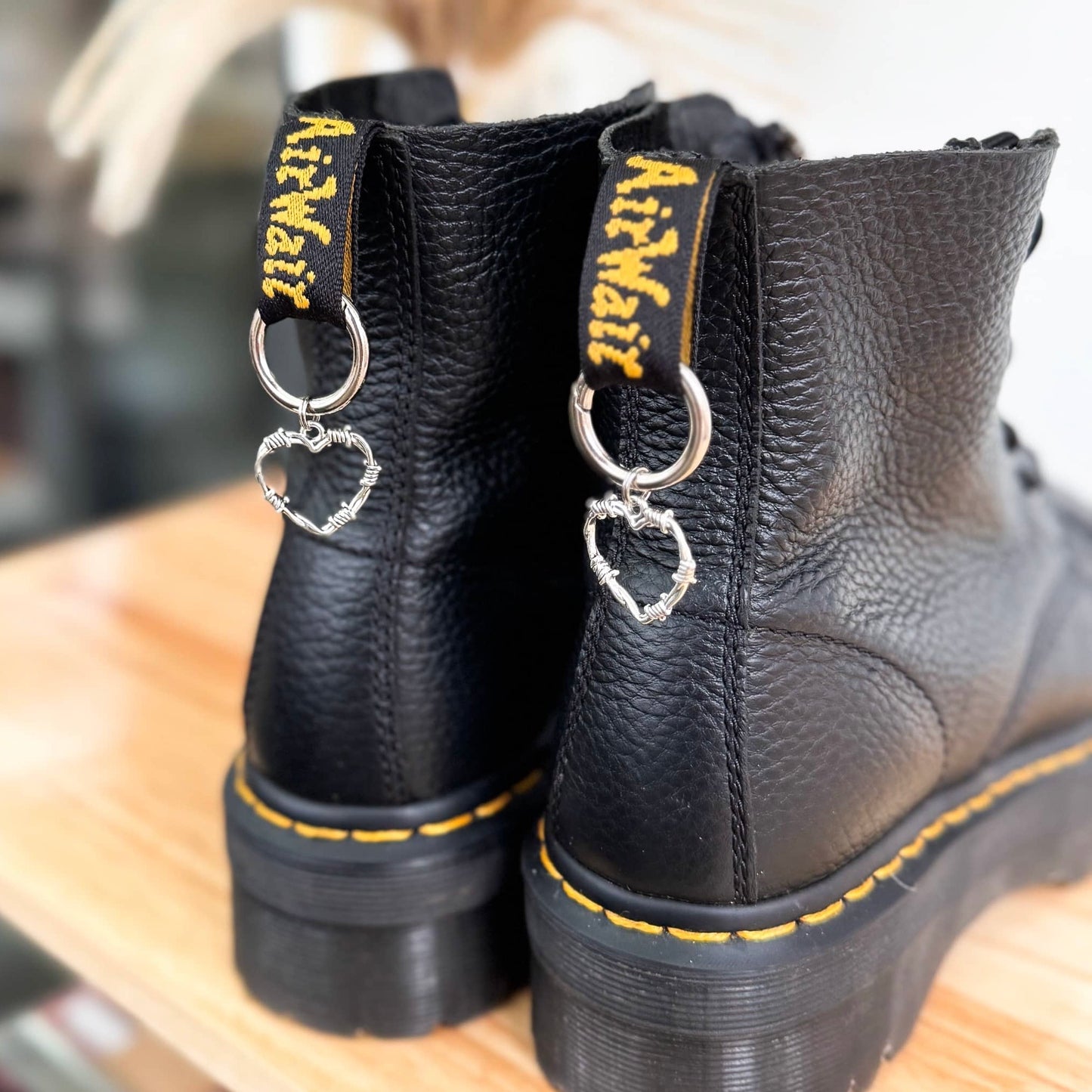 Barbed Wire Heart Boot Charms