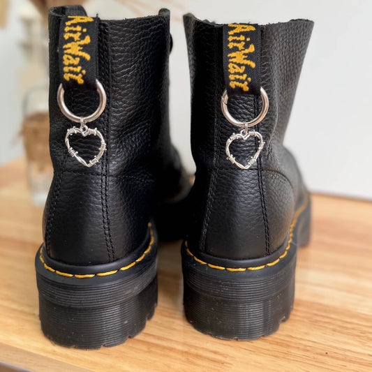 Barbed Wire Heart Boot Charms - Handmade