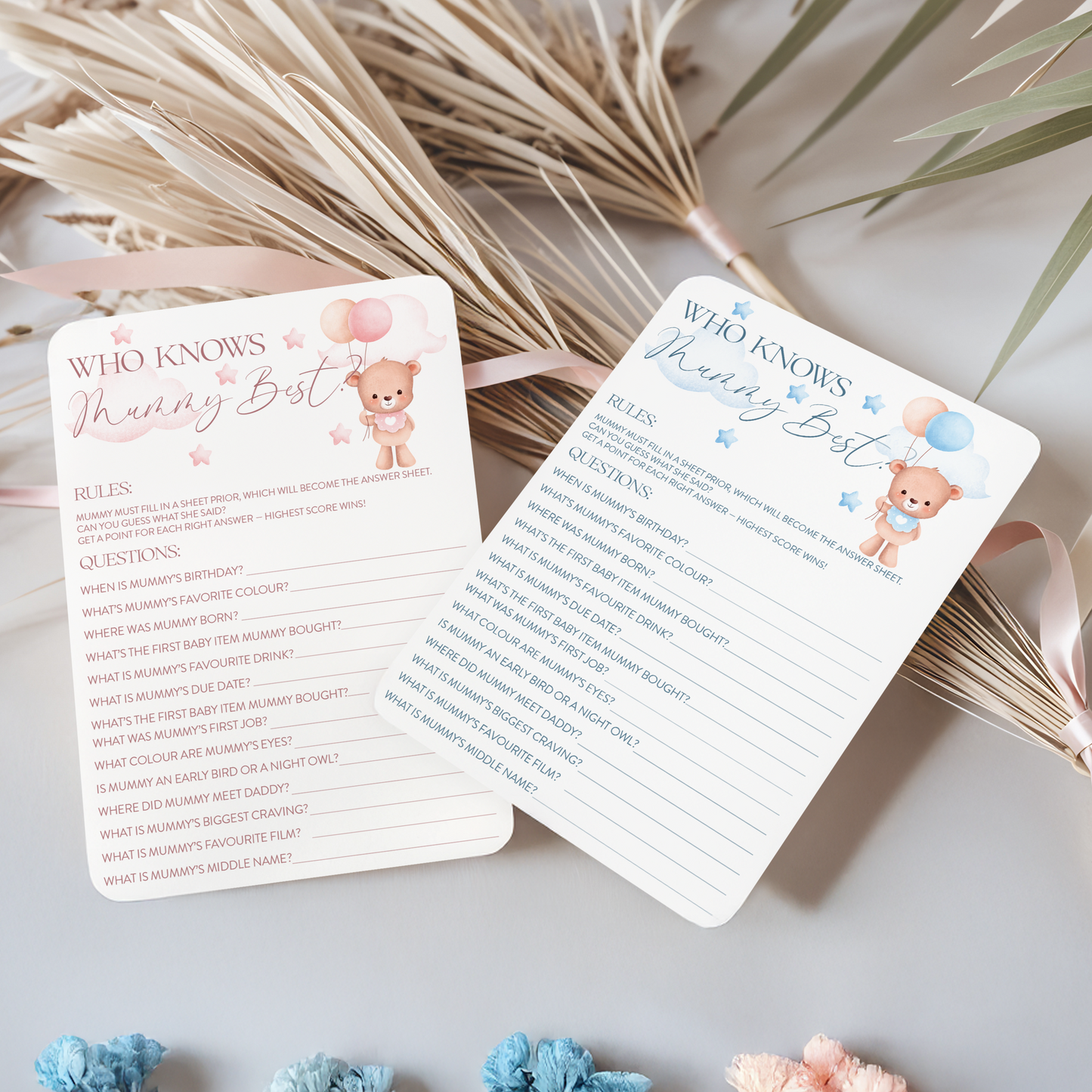 Baby Shower Game – Who Knows Mummy Best | Pack of 10 | A5 Printed Cards