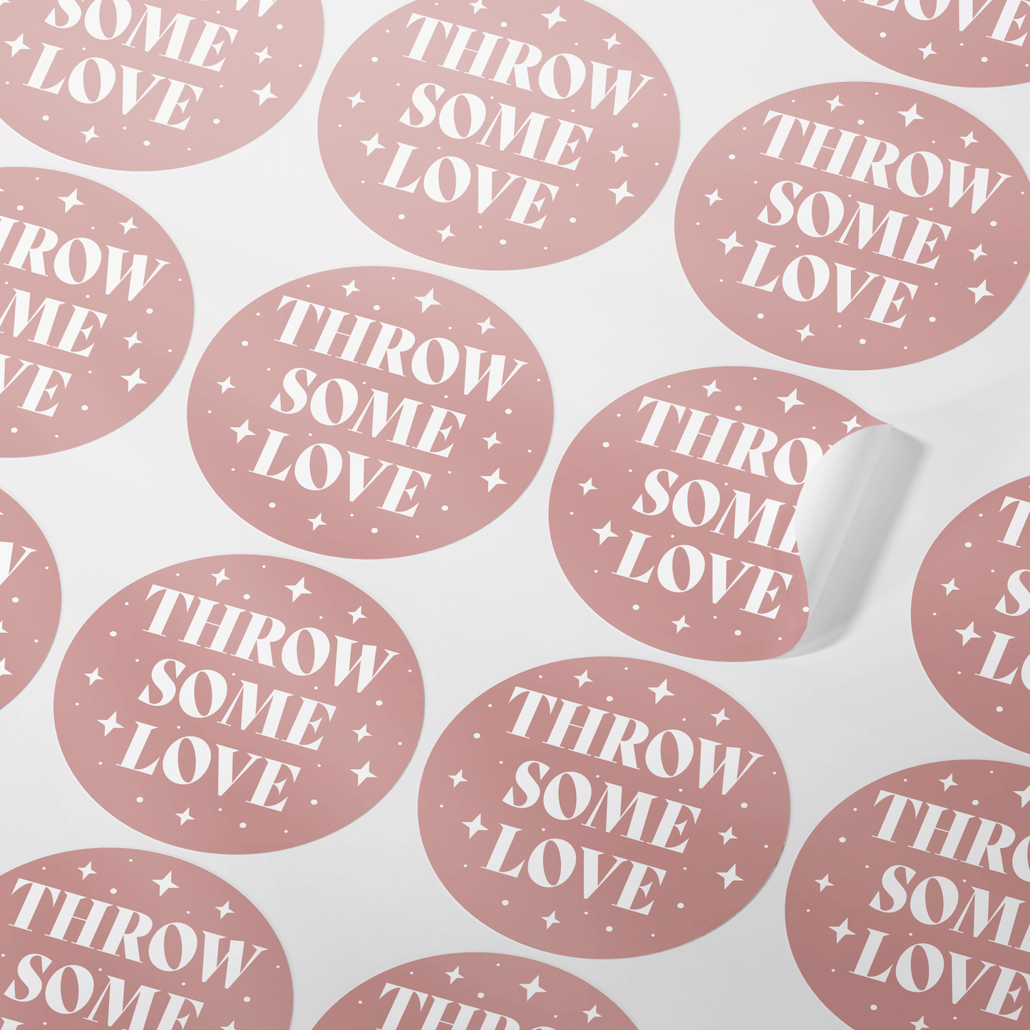 Round pink wedding confetti stickers