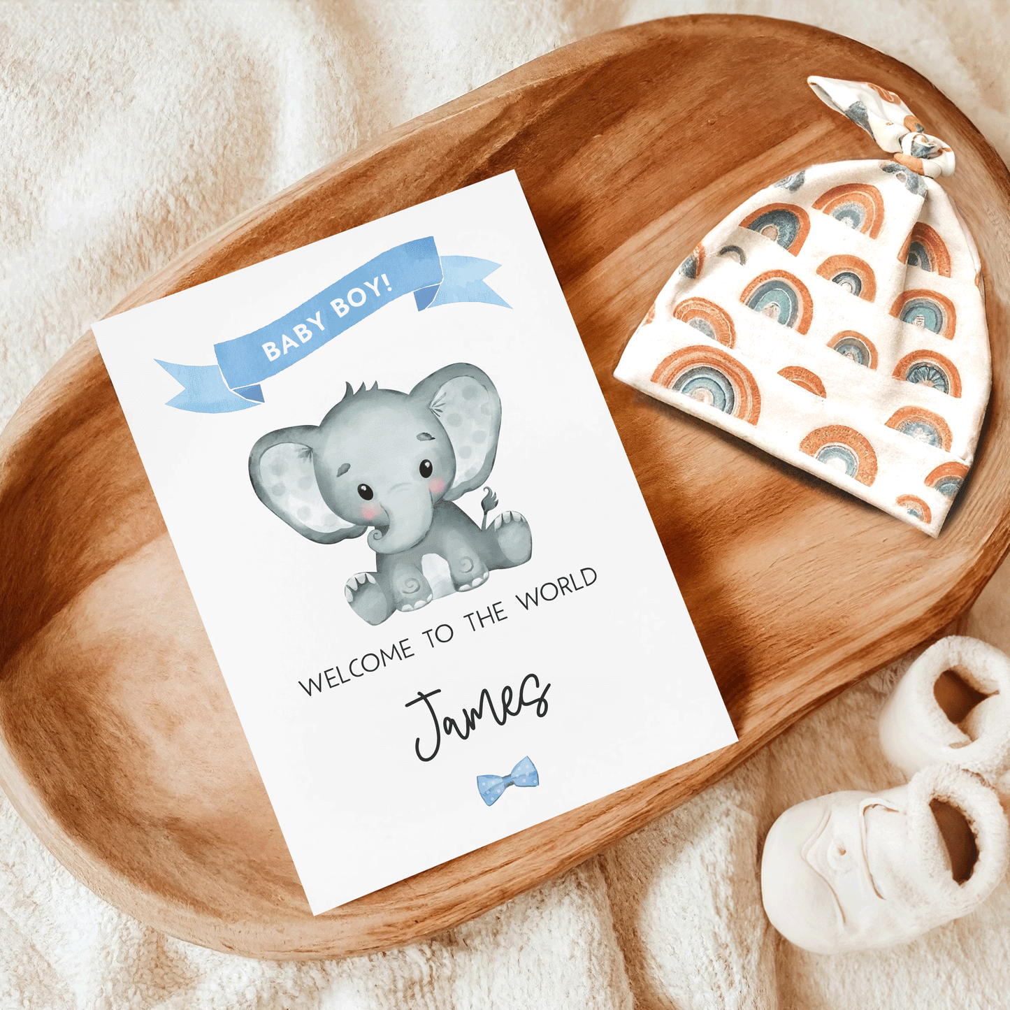 Personalised New Baby Elephant Card
