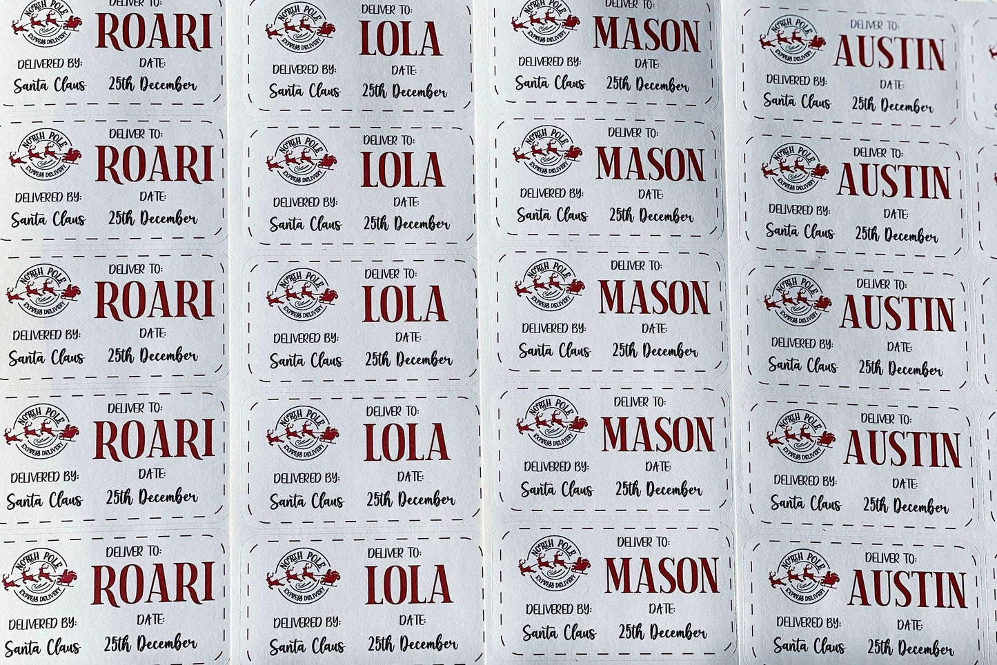 Personalised Kids North Pole Christmas Gift Label Stickers