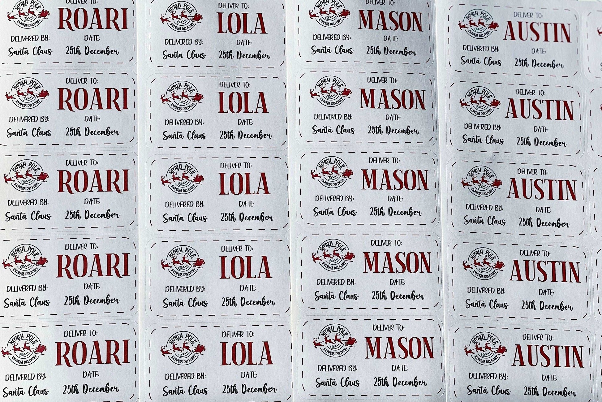 Personalised Kids North Pole Christmas Gift Label Stickers