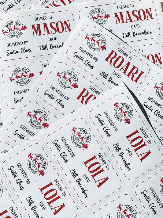 Personalised Kids North Pole Christmas Gift Label Stickers