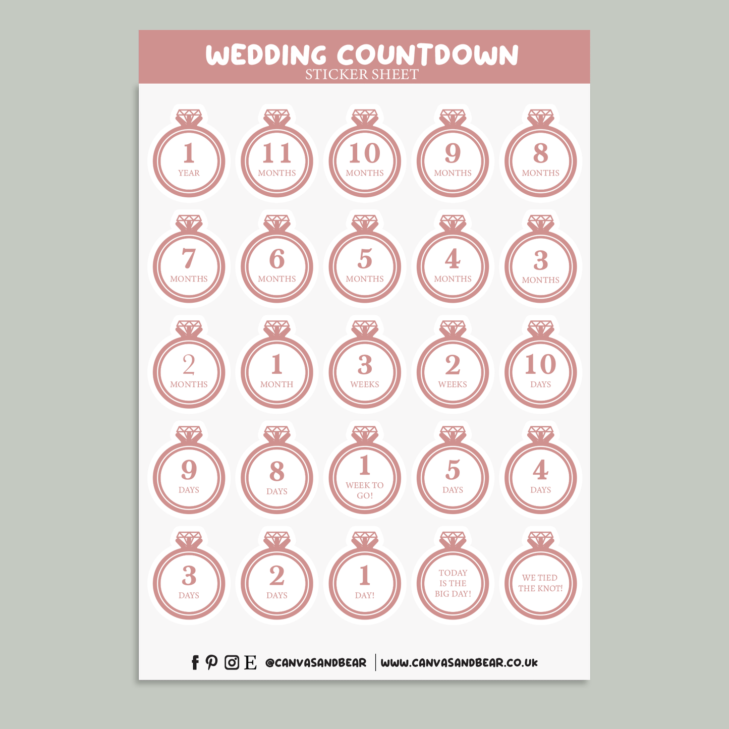 Wedding Countdown Planner Stickers