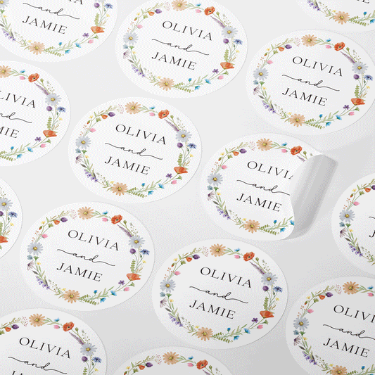 Personalised Wildflower Floral Wreath Stickers