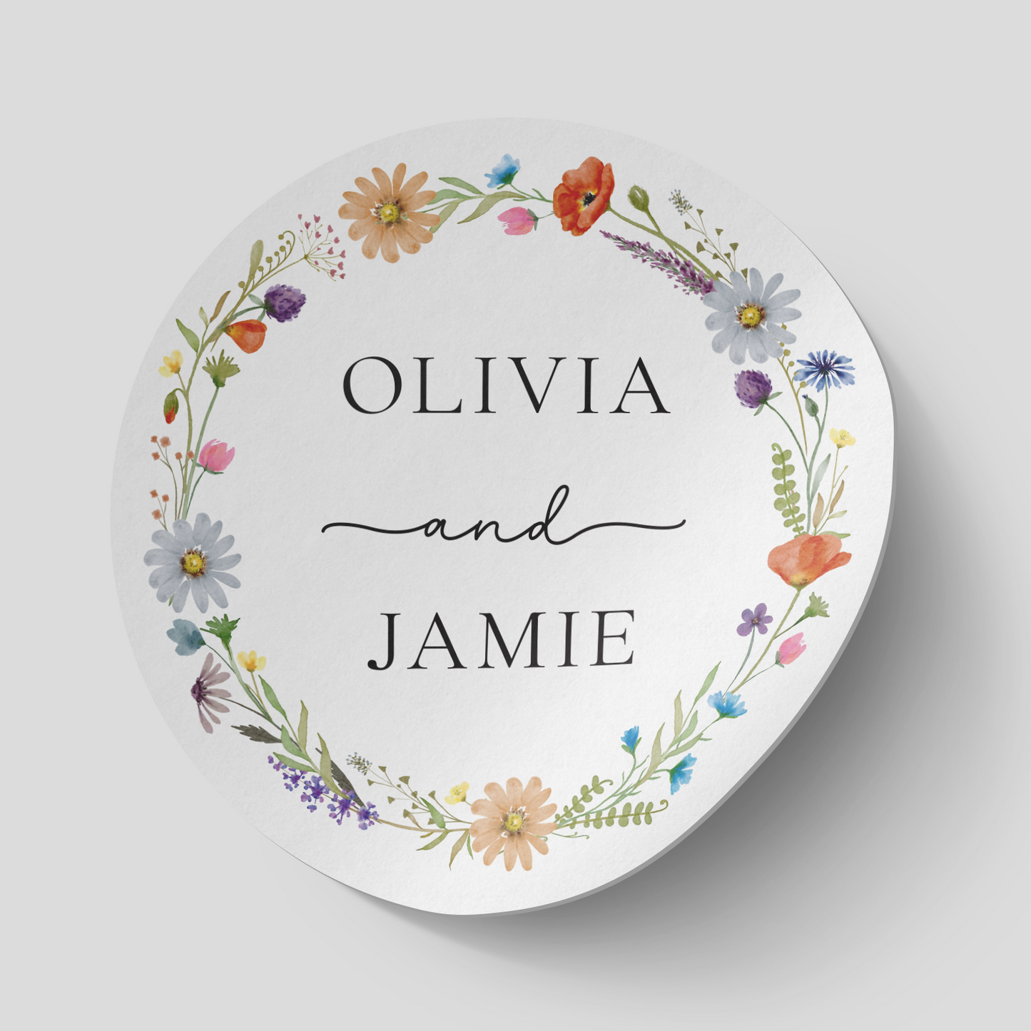 Personalised Wildflower Floral Wreath Stickers