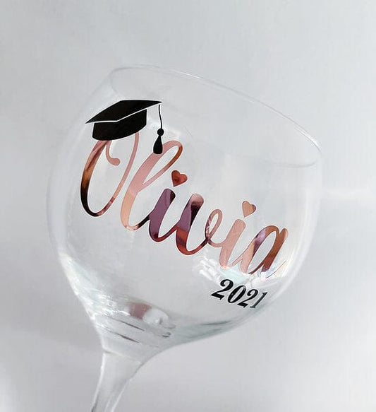 Personalised Graduation Gin Glass Gin Glasses Canvas & Bear