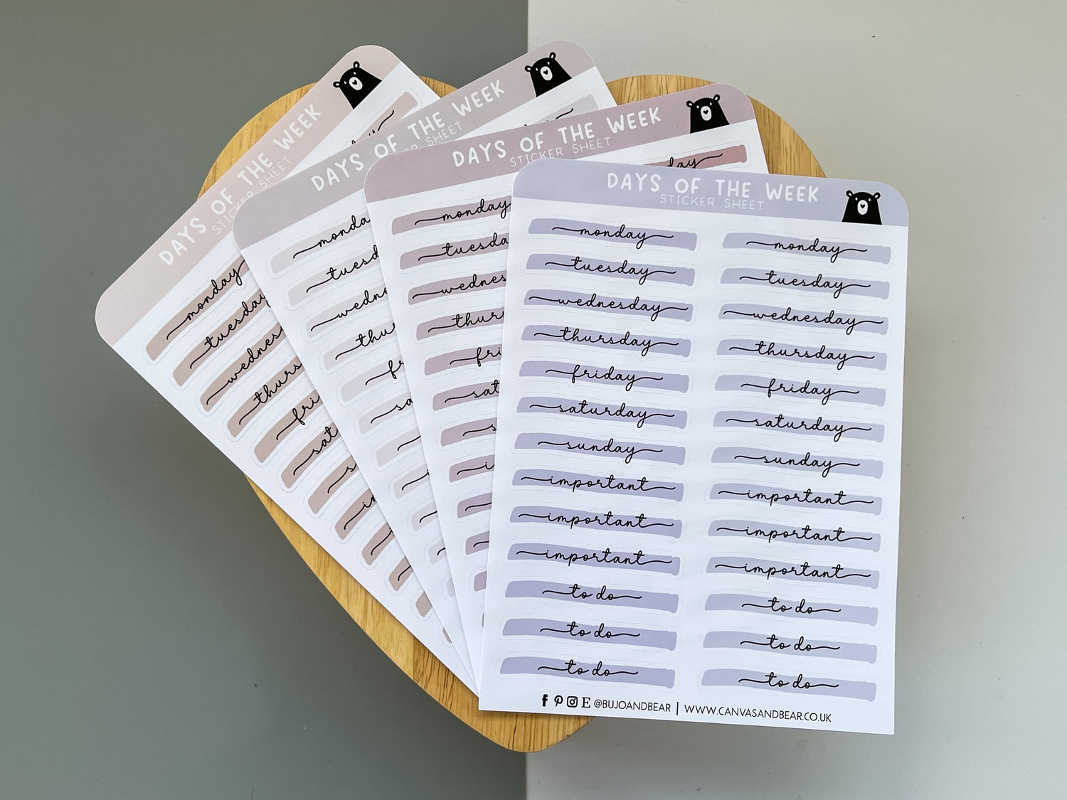 Bullet Journal Sticker Sheets Weekday