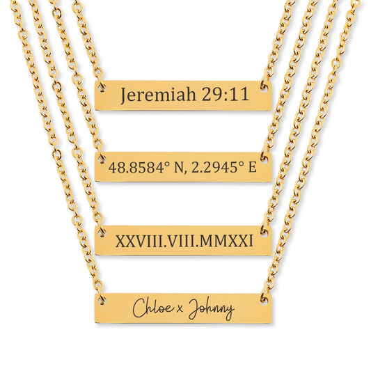 Personalised Horizontal Bar Necklace.