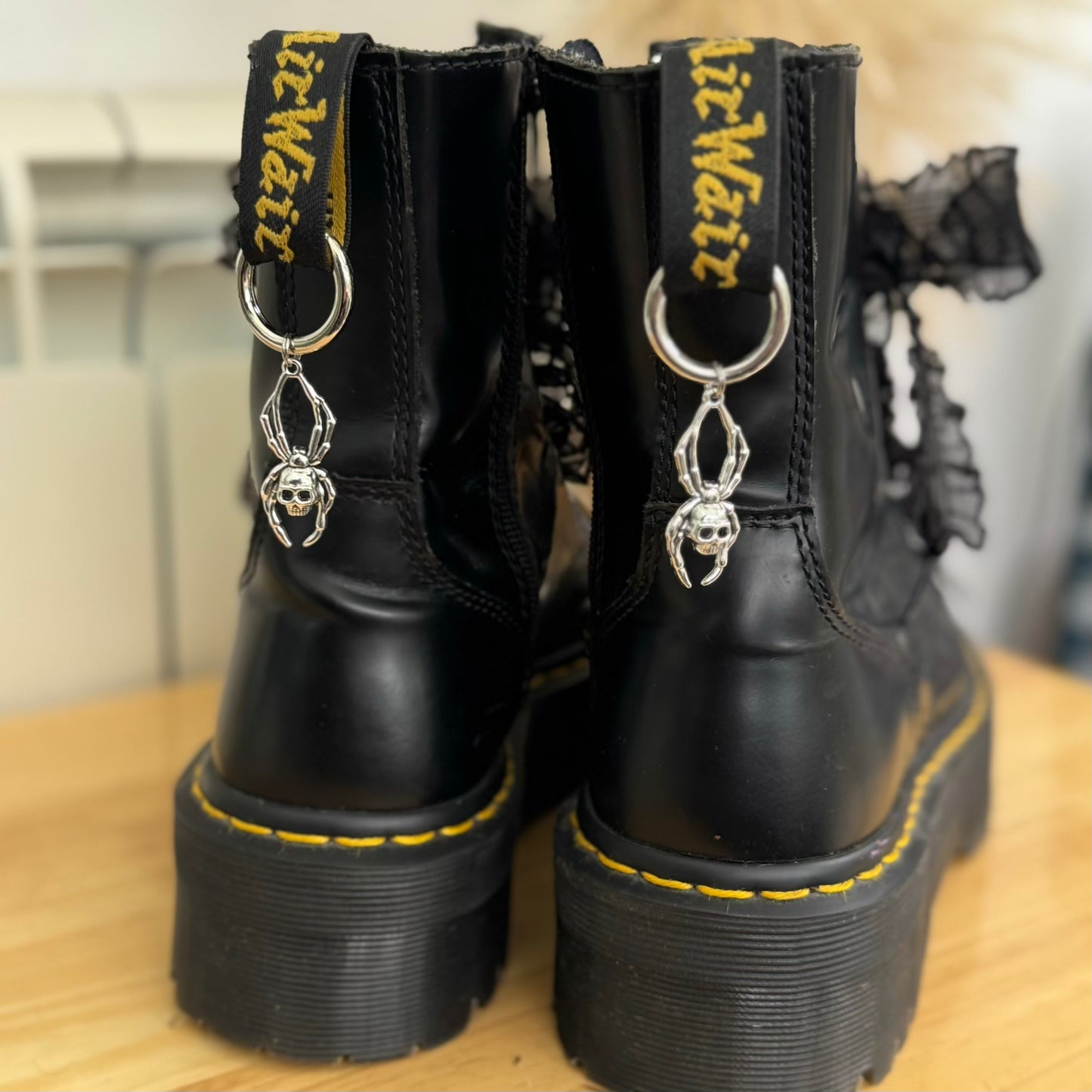 'Memento Mori' Skull Spider Charms for Dr. Martens