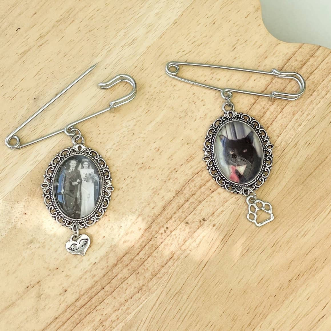 paw print memorial wedding bouquet charm