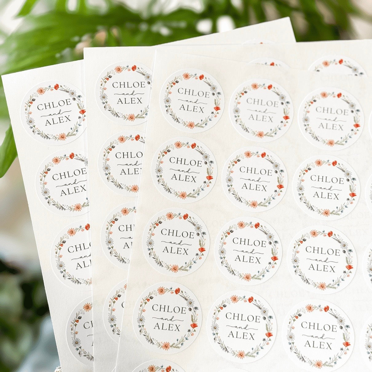 Personalised Wildflower Floral Wreath Stickers