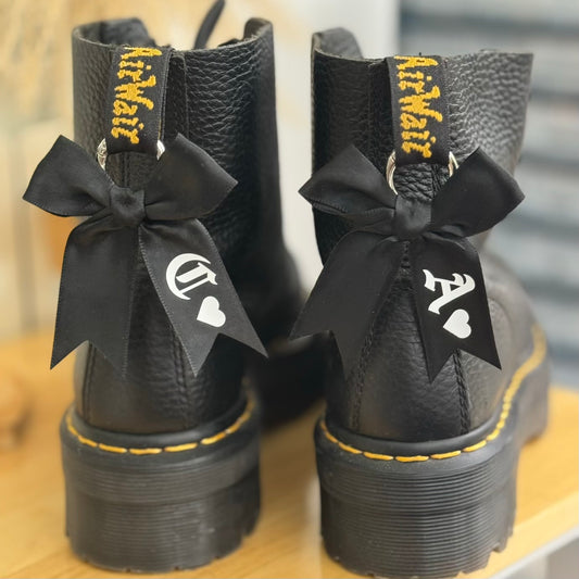 Initial Black Bow Doc Marten Boot Charms