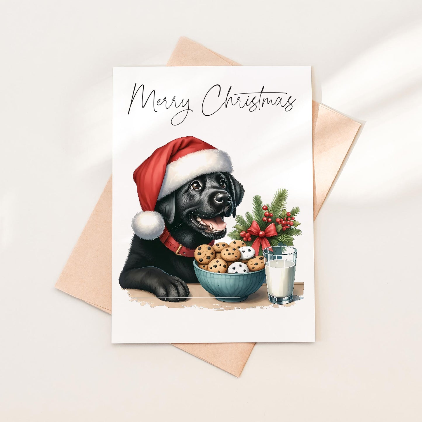 Festive Black Labrador Christmas Card