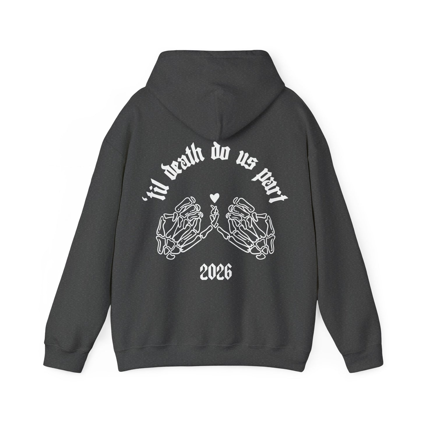 Black Wedding Skeleton Hands Hoodie - "’til death do us part" 2026 Pullover