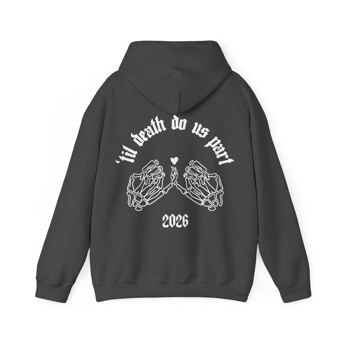 Black Wedding Skeleton Hands Hoodie - "’til death do us part" 2026 Pullover