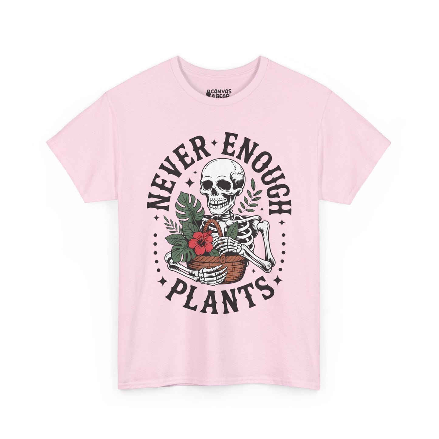 Never Enough Plants T‑Shirt — Skeleton with Potted Plants Graphic Tee