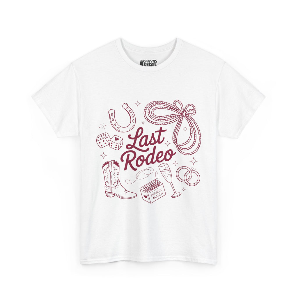 Last Rodeo T-Shirt — Cowboy Hen Do Tee with Cowboy Boots, Rope & Horseshoe Design