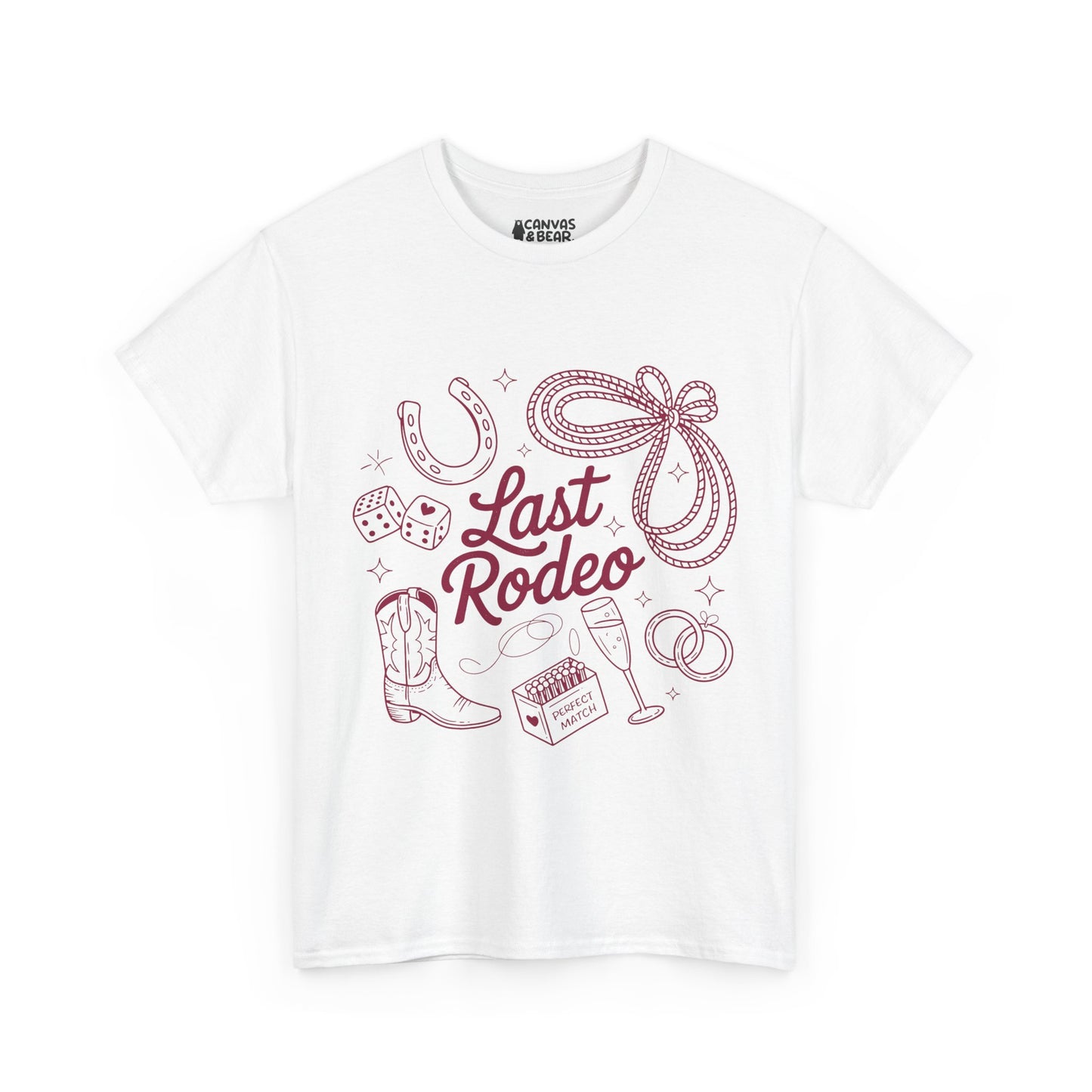 Last Rodeo T-Shirt — Cowboy Hen Do Tee with Cowboy Boots, Rope & Horseshoe Design
