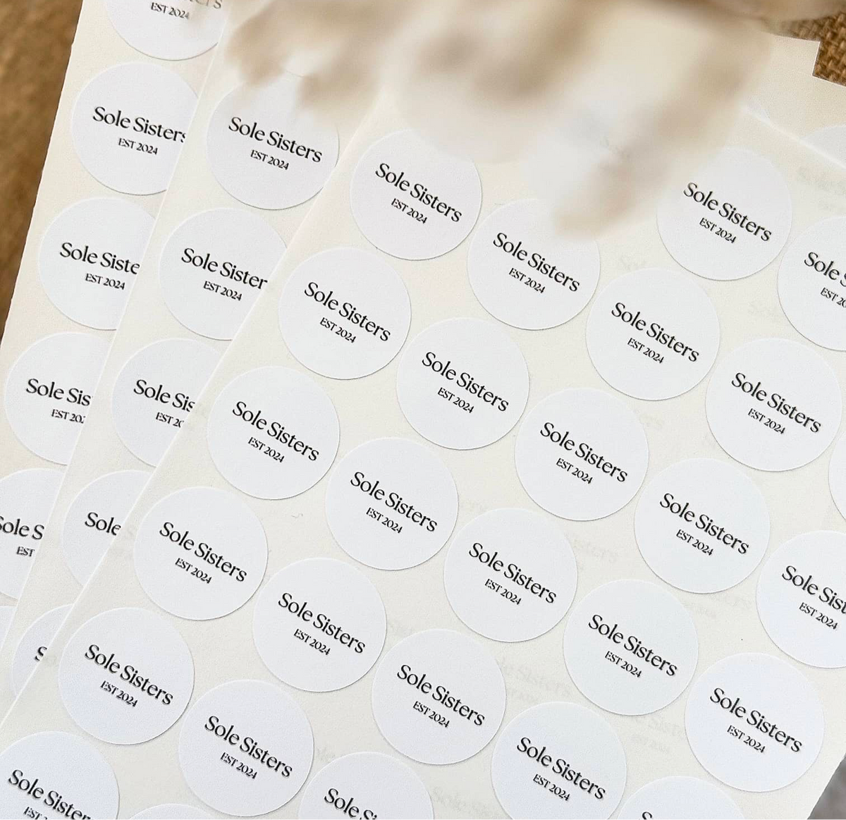 Custom logo stickers in matte and gloss finish for small business branding