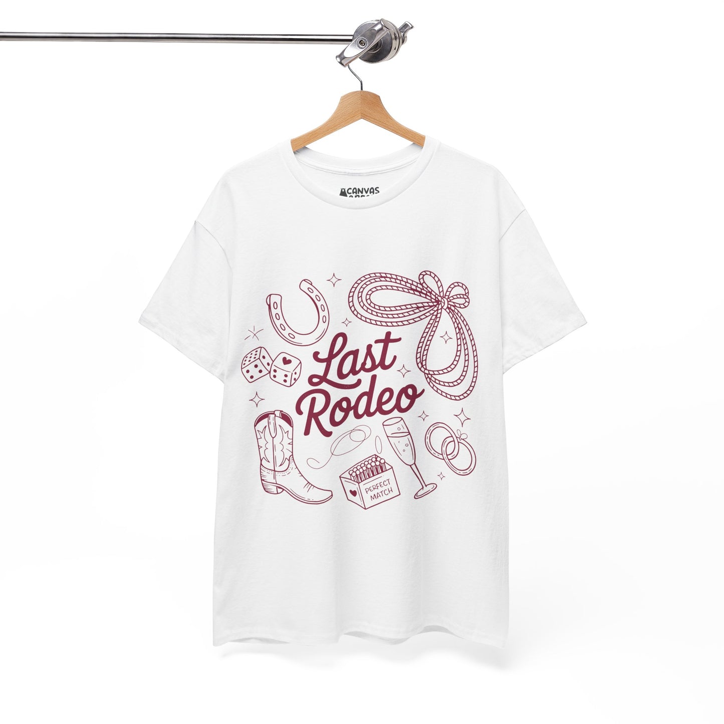 Last Rodeo T-Shirt — Cowboy Hen Do Tee with Cowboy Boots, Rope & Horseshoe Design