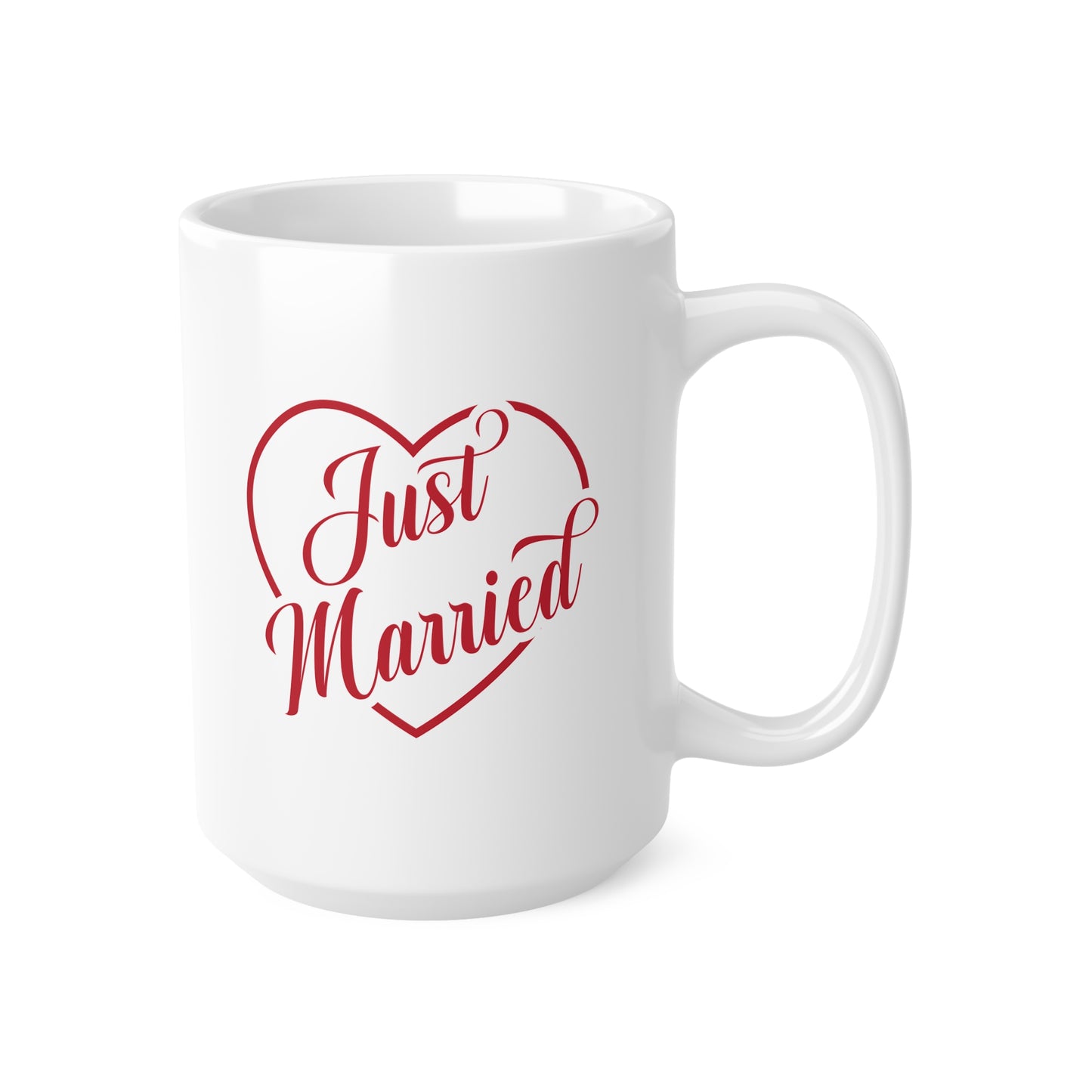 Just Married Heart Ceramic Coffee Mug — Wedding Newlywed Gift (11oz & 15oz)