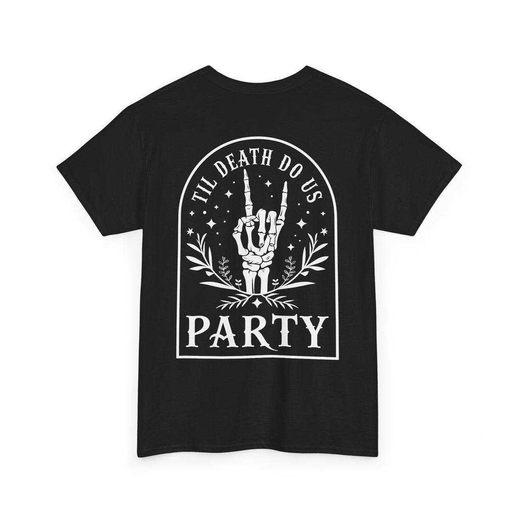 T‑Shirt — “Til Death Do Us Party” Skeleton Hand Gothic Tee