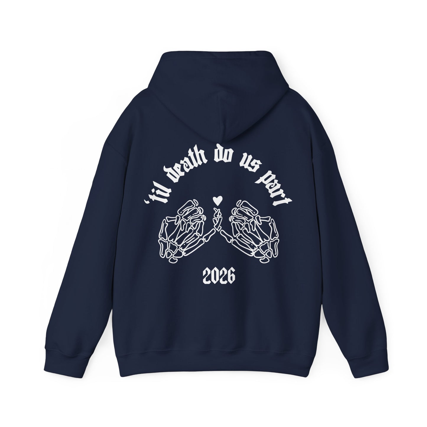Black Wedding Skeleton Hands Hoodie - "’til death do us part" 2026 Pullover