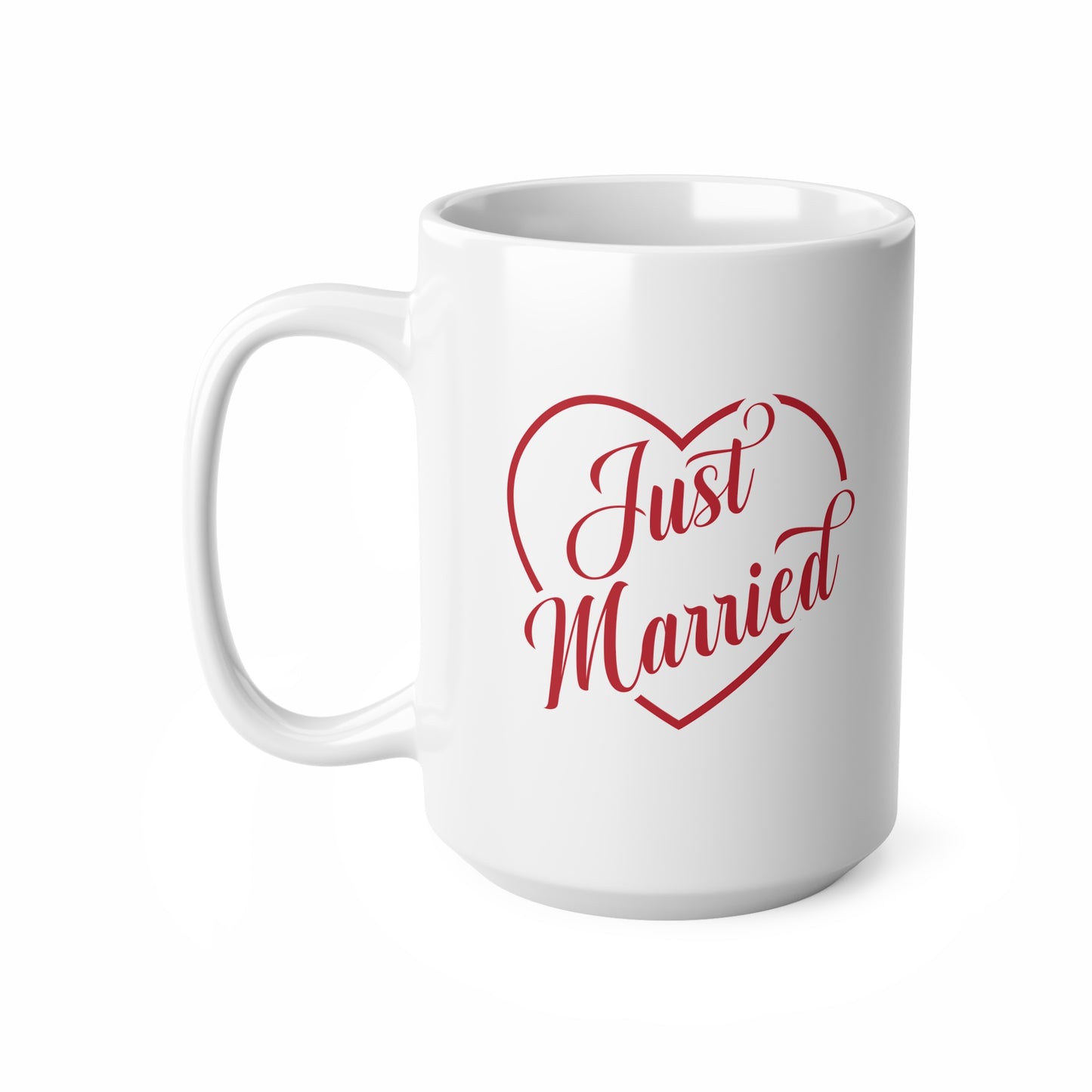 Just Married Heart Ceramic Coffee Mug — Wedding Newlywed Gift (11oz & 15oz)