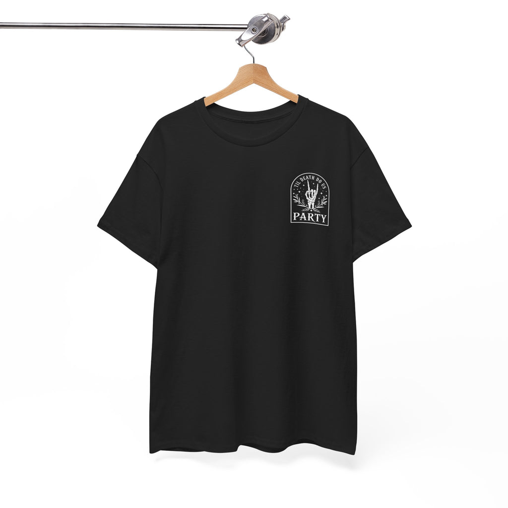T‑Shirt — “Til Death Do Us Party” Skeleton Hand Gothic Tee