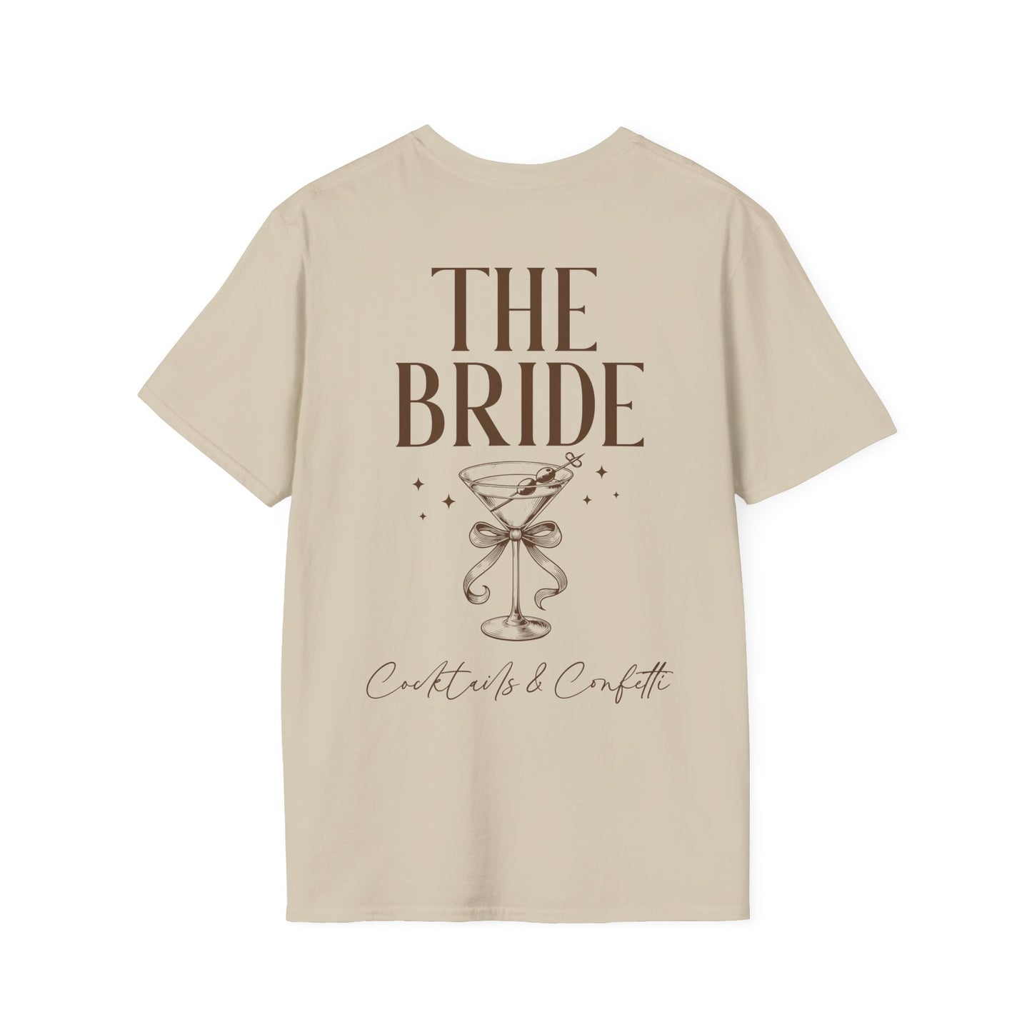 Bride T-Shirt -  'The Bride' Bridal Party Tee Cocktails Glasses & Confetti - Hen Do T-Shirt
