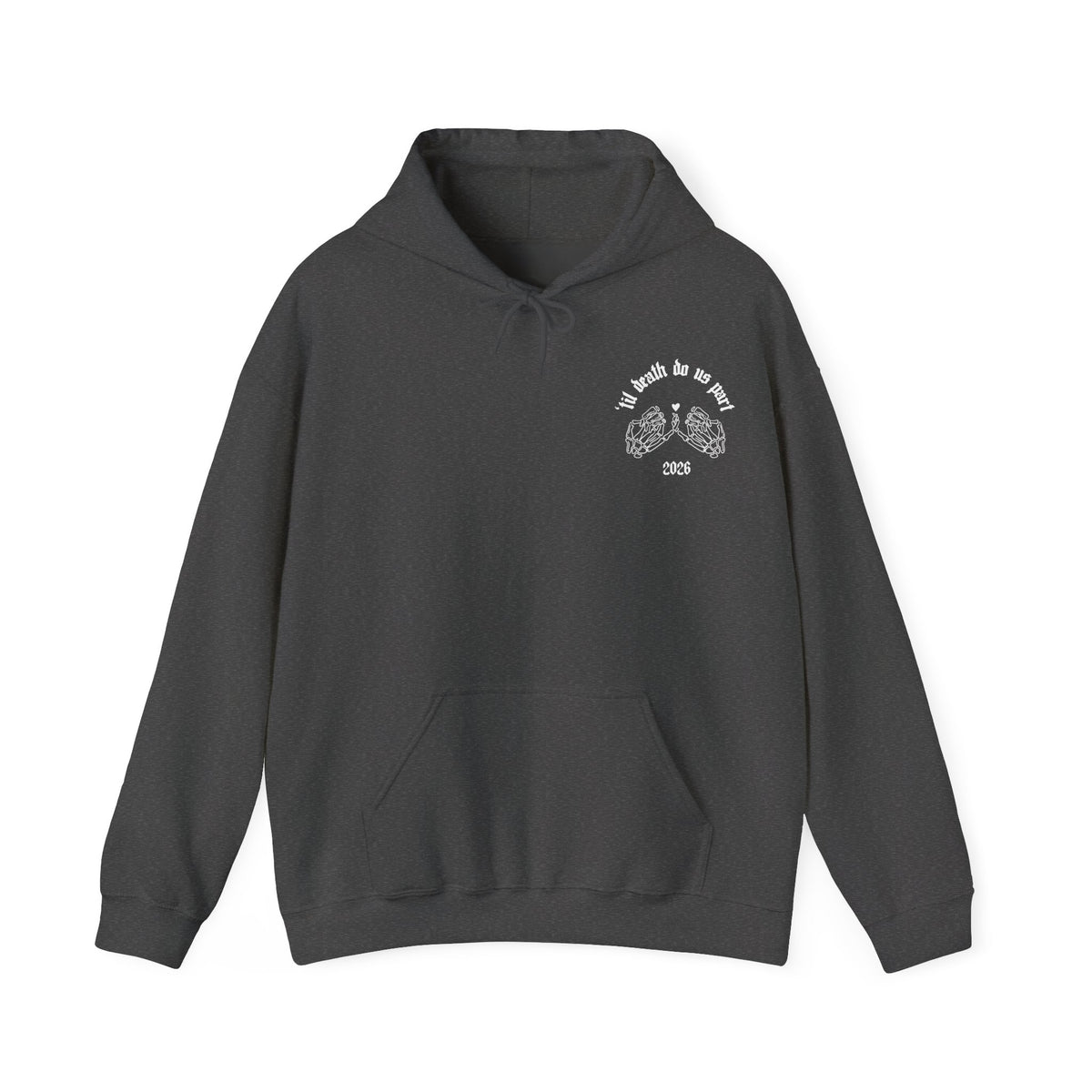 Black Wedding Skeleton Hands Hoodie - "’til death do us part" 2026 Pullover