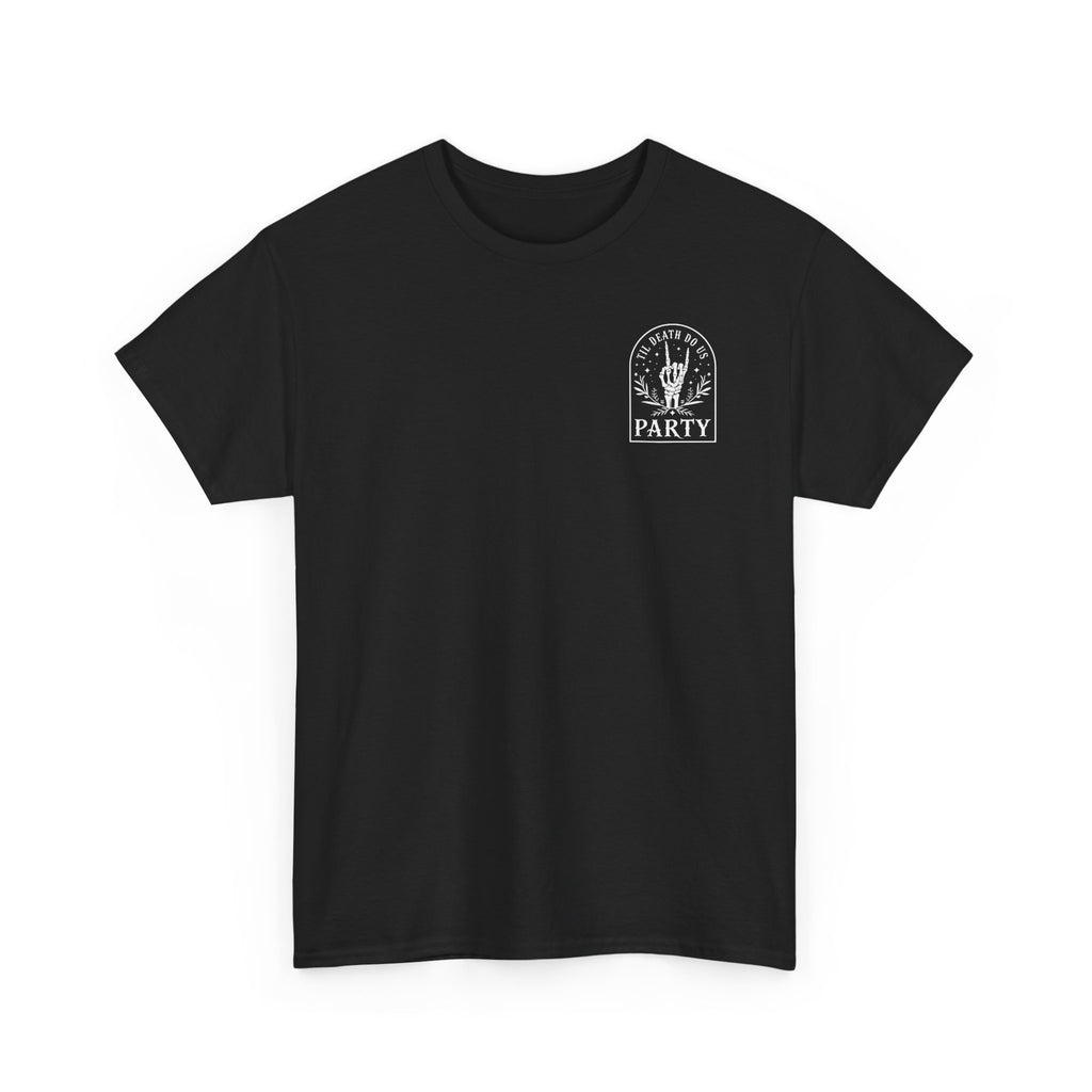 T‑Shirt — “Til Death Do Us Party” Skeleton Hand Gothic Tee