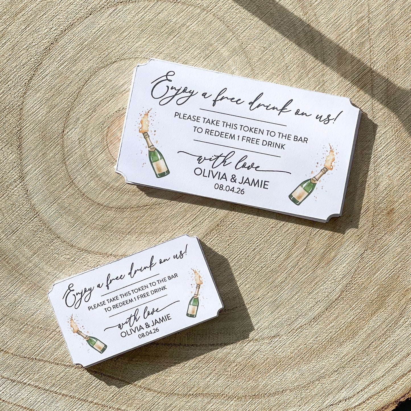 Personalised Wedding Drink Tokens