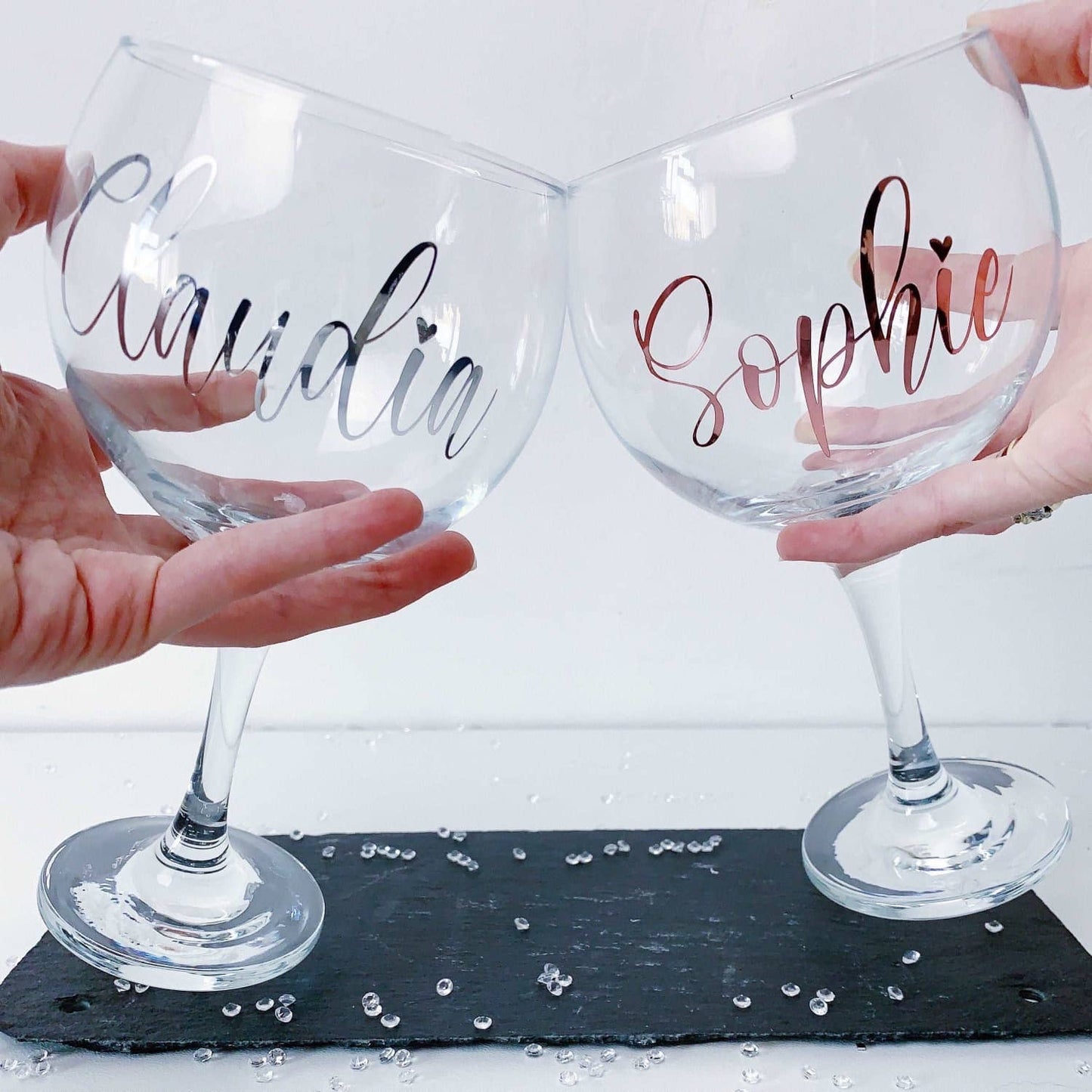 Personalised Gin Glass in Rose Gold or Silver