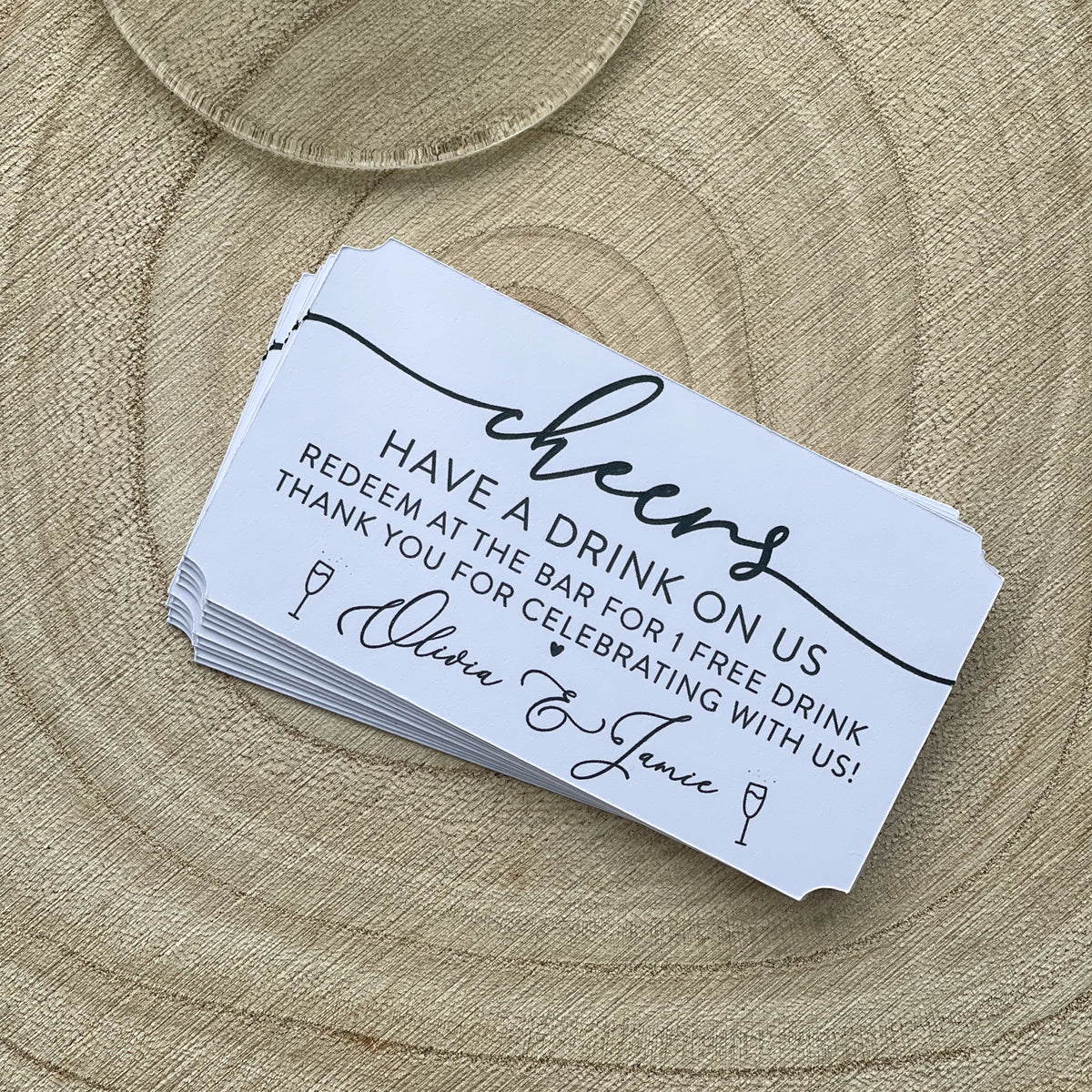 Personalised Wedding Drink Tokens