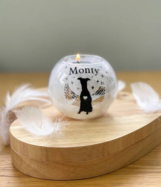 Personalised Greyhound Memorial Tealight Holder